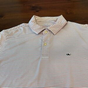 Vineyard Vines Men's Polo Shirt - Red and White Stripes